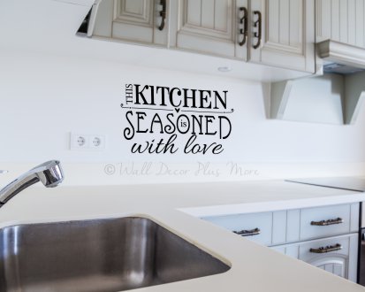 Kitchen Wall Decal Quote Seasoned With Love Vinyl Wall Art Sticker
