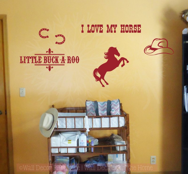 Cowboy Wall Decal Stickers I love my horse Little Buck-a-roo
