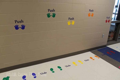 Sensory Path Wall Pushes Slide Sticker Decals School Hallway Foot Hands