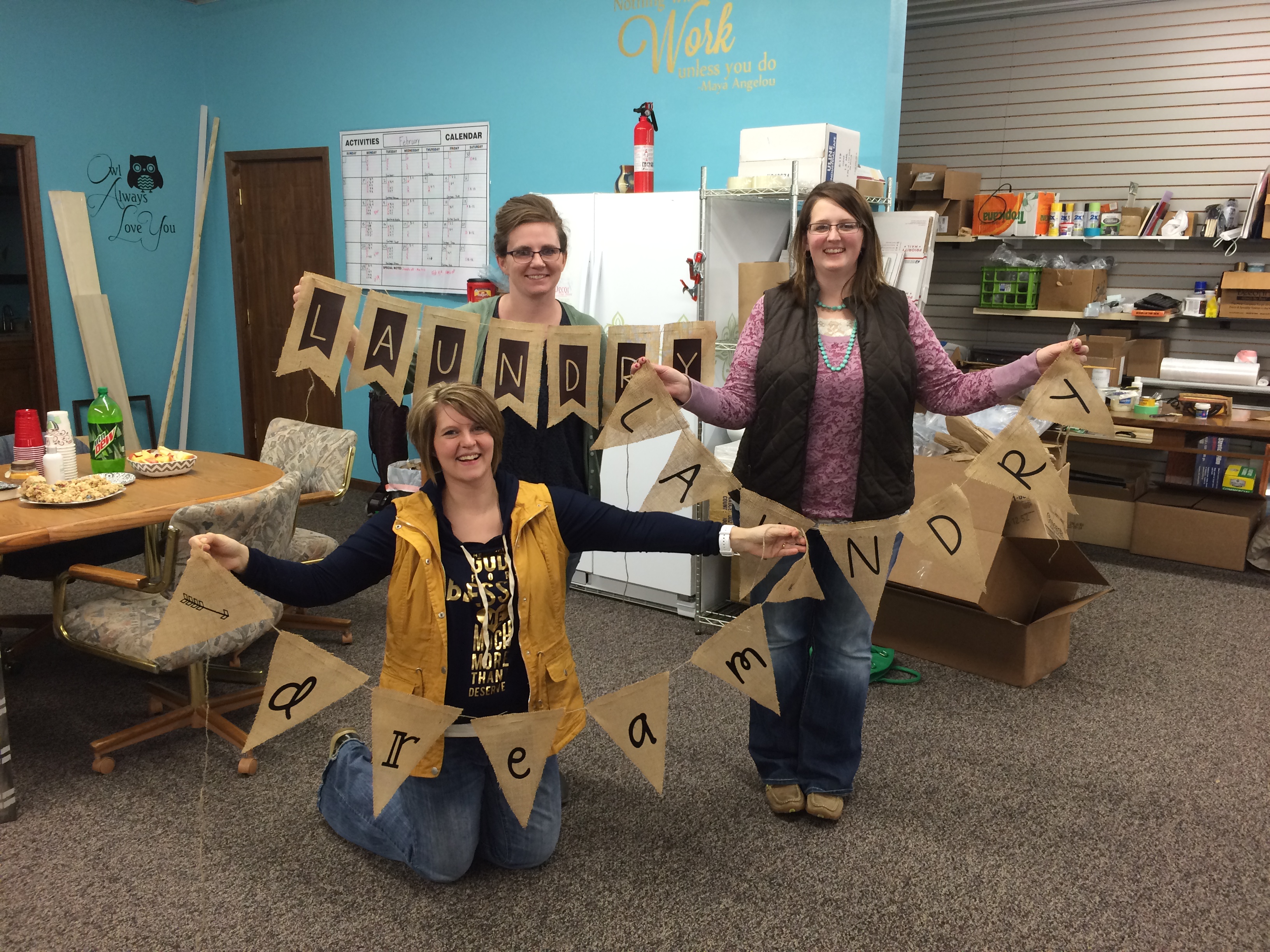 Displaying finished burlap banners at Craft Night Event burlap-banner-craft-night-event-11-.jpg