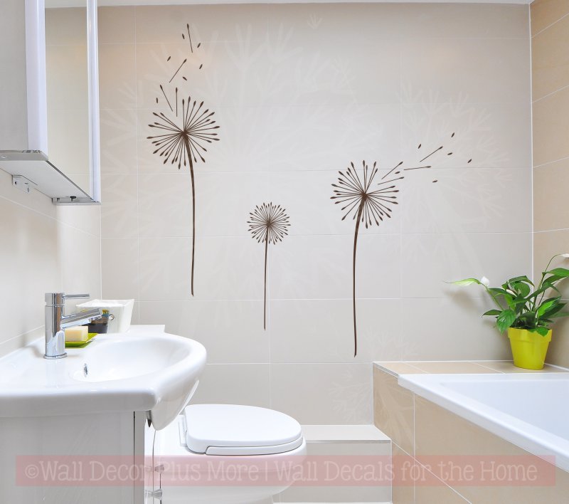 Blowing Dandelion Wall Stickers Decals in Bathroom