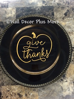 Give Thanks Modern Fall Wall Decal Sticker on Platter
