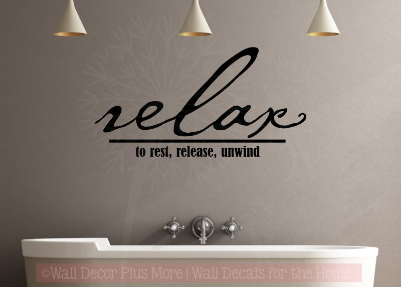 Relax, Release, Unwind Vinyl Lettering Wall Decals Sticker Art Bathroom Decor