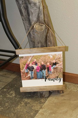 Canvas Photo Prints With Wood Edges Rustic Wall Banner Choose Size & Love or Family Lettering
