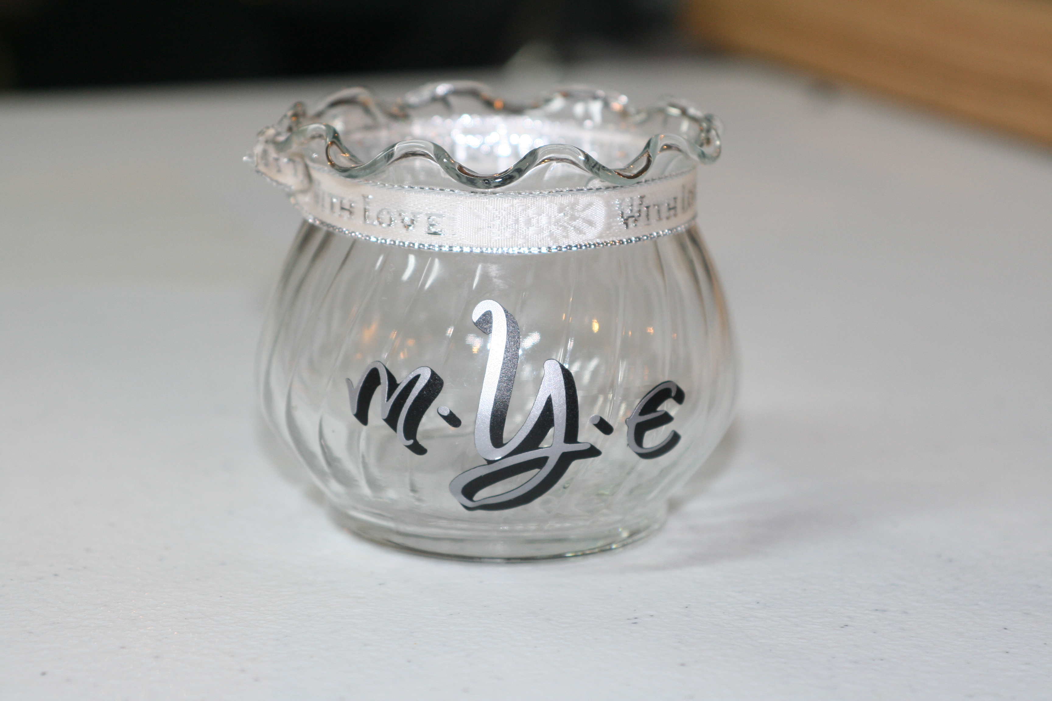Monogram Candle Jars for Wedding Decorations