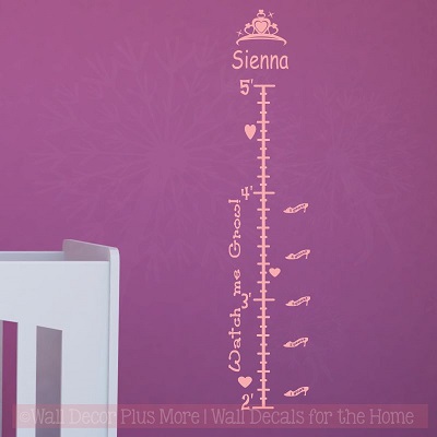 Personalized Princess Growth Chart Vinyl Wall Stickers Decals