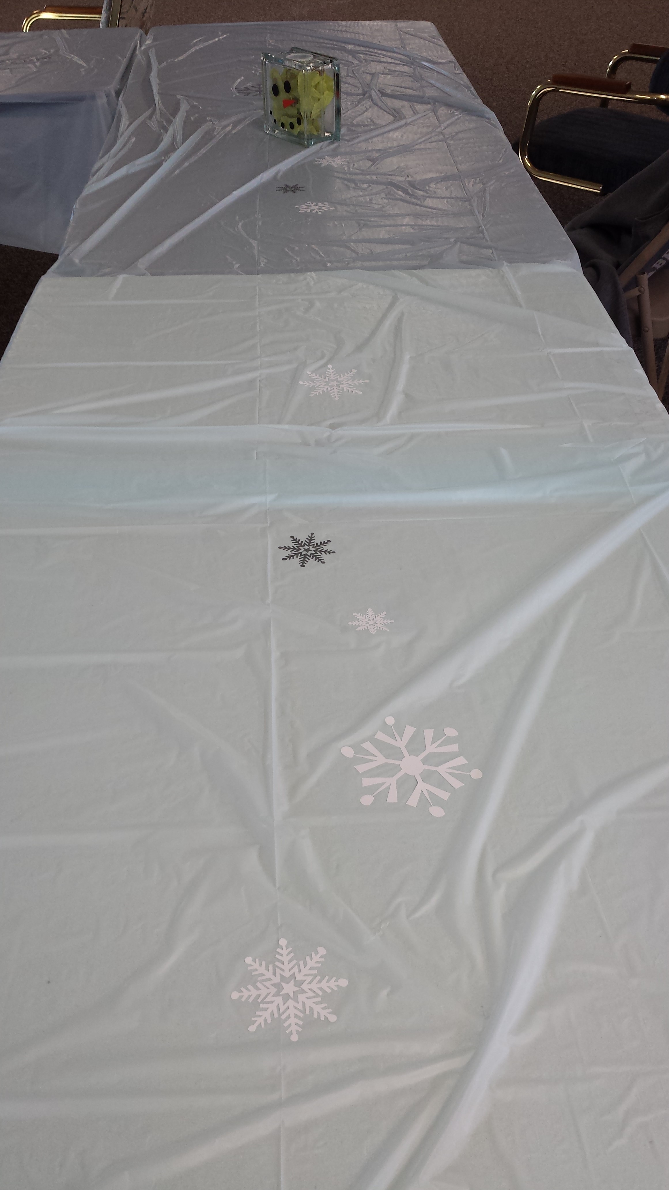 Vinyl Snowflakes on Tablecloth