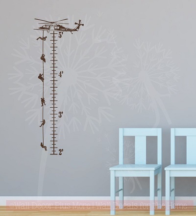 Helicopter Growth Chart Boys Height Chart Ruler Wall Decal Sticker