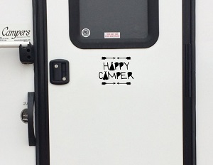 WD1156 Happy Camper Car Decal Window Sticker Graphic Blk