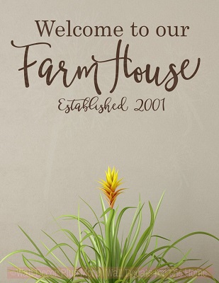 Welcome To Our Farmhouse with Established Date Vinyl Lettering Decals Stickers for Farmhouse Style Entry Wall Decor