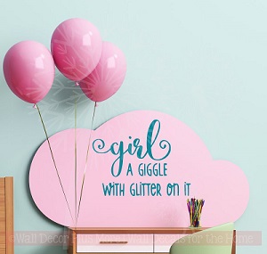 Girl Giggle with Glitter Girls Room Nursery Wall Decor Vinyl Sticker