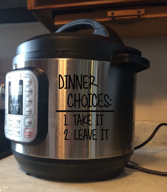 Dinner Choices Instant Pot Decal Kitchen Appliance Vinyl Stickers