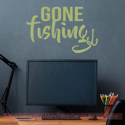 Gone Fishing Wall Art Vinyl Sticker Decals for Fisherman Cabin Décor