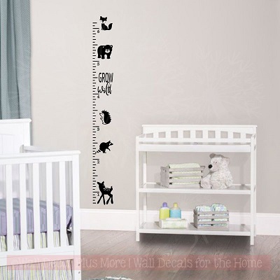 Ruler Growth Chart Grow Wild Forest Animals Measure Height Chart