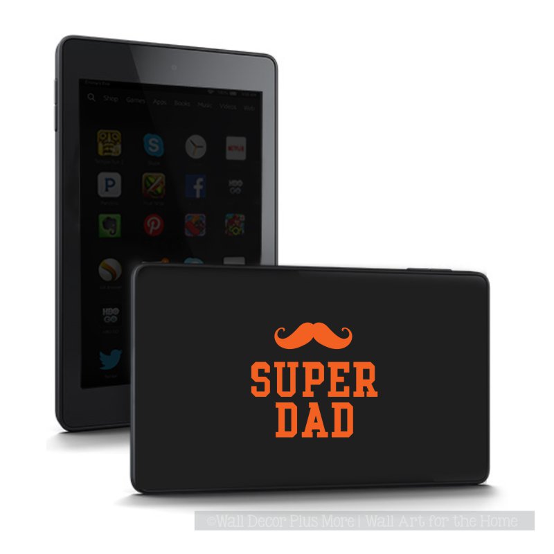 Super Dad Mustache Decals for Electronics Tablet Phone Gifts of Dad Ideas