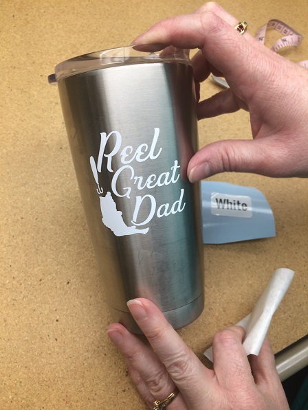Reel Great Dad Fathers Day Gifts for Dad Coffee Mug Tumbler decal Sticker, White