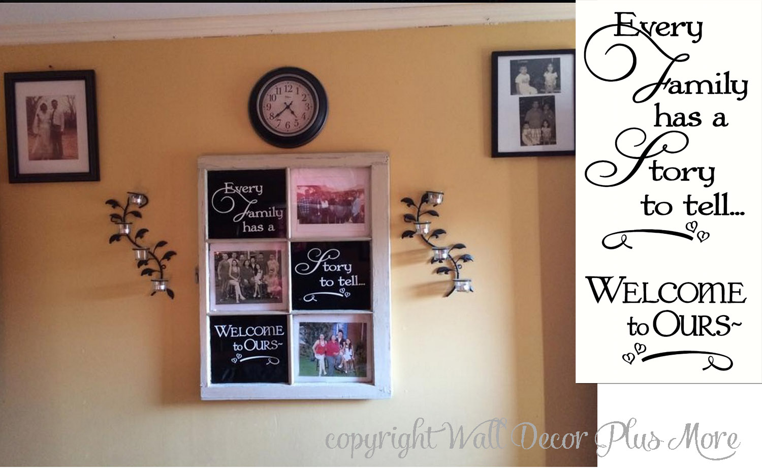 Every Family Wall Decal decorating an old window