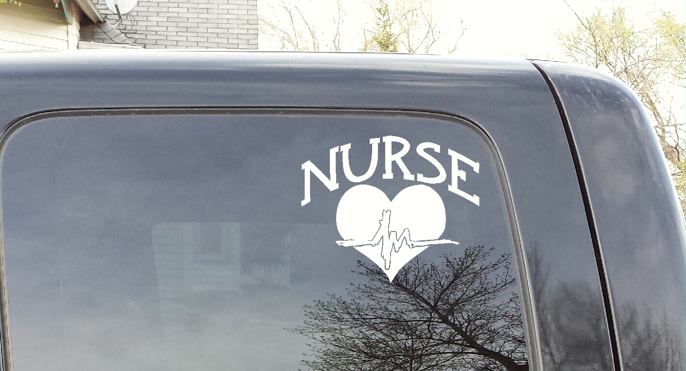 Nurse with Heart Car Decal Window Sticker