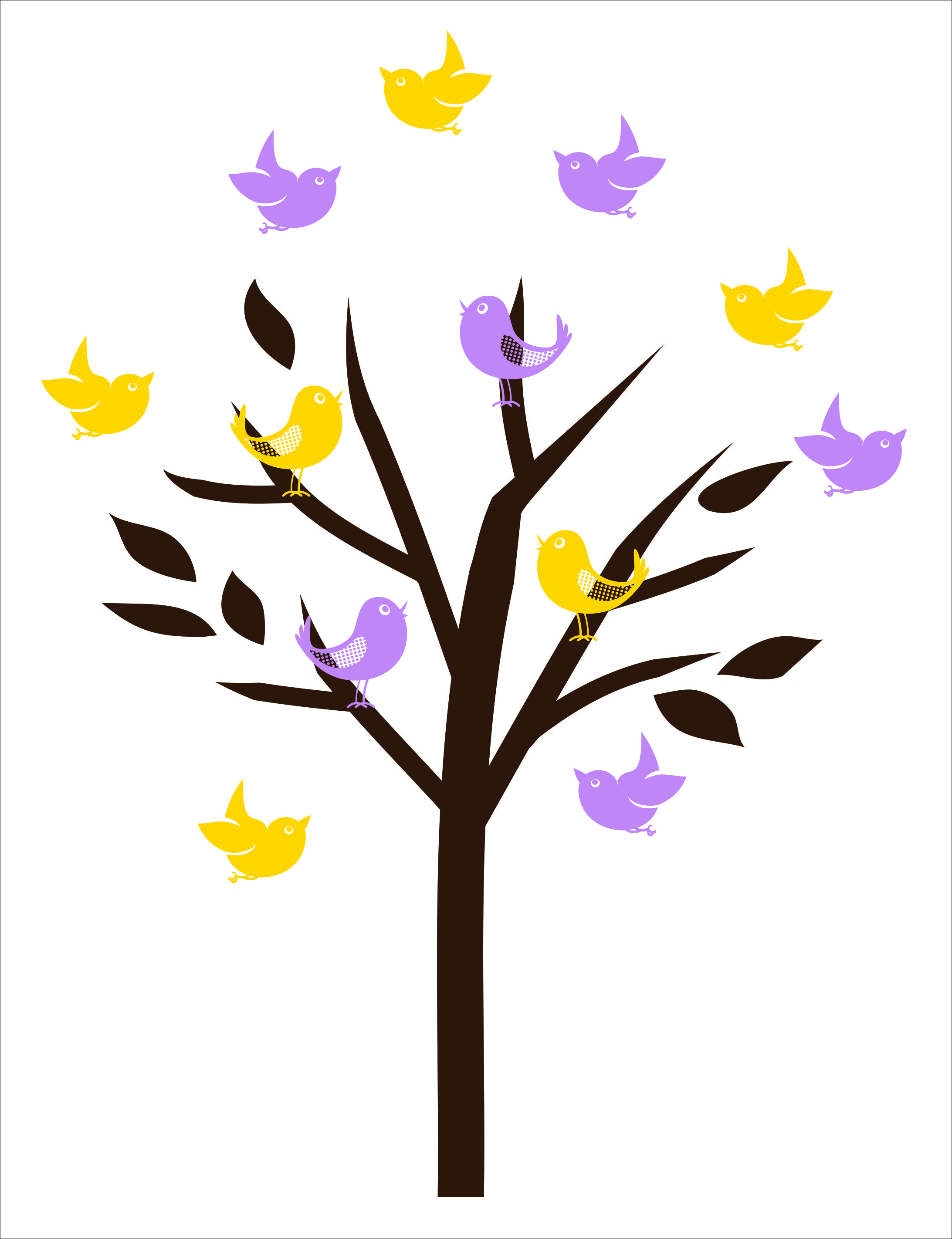 Stick Tree with Birds and Leaves WD641