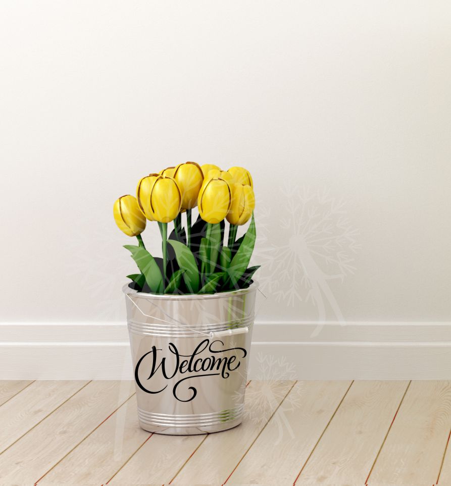 WD680 Welcome sign added to flower pot