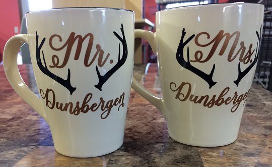 Personalized Mr. and Mrs. Tumbler Decals with Antlers Vinyl Stickers for Mugs