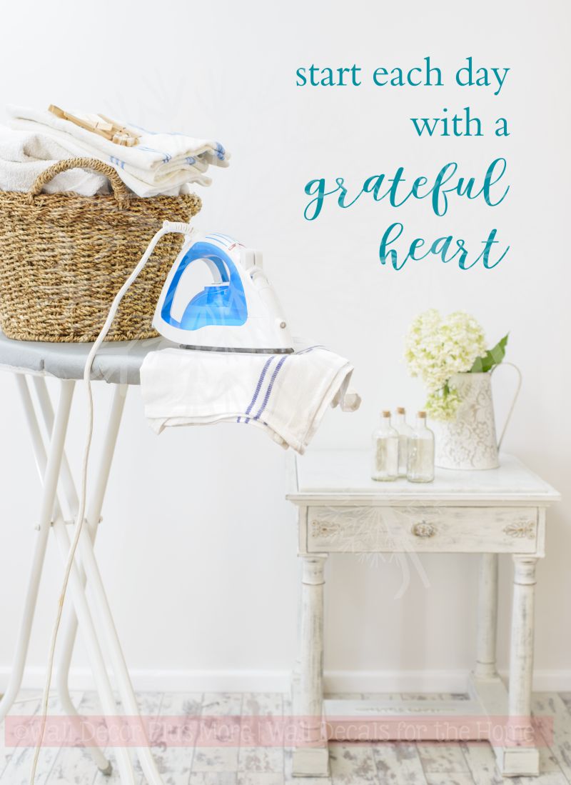 Start Each Day with a Grateful Heart Inspirational Vinyl Lettering Wall Decals