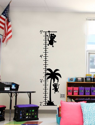 Monkey Wall Growth Chart Decal Sticker for Tracking Kids Height Growth