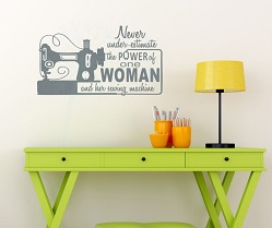 Woman Sewing Power Wall Quote Decal Sticker for Craft Room Seamstress