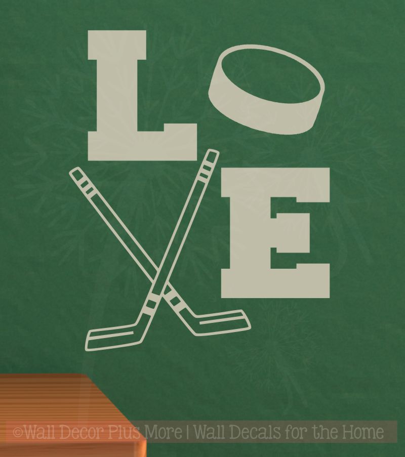 LOVE Hockey Sports Vinyl Letter Decals Wall Stickers Boys Room Decor Art