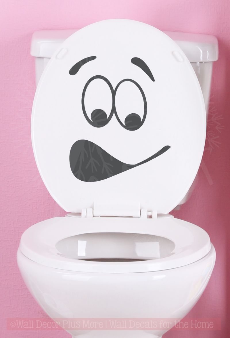 Toilet Face Vinyl Decals Fun Bathroom Sticker Art for Toilet Seat Decor
