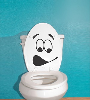 Toilet Seat Vinyl Decal Goofy Face Bathroom Fun Art Decor