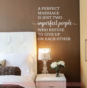 Perfect Marriage Is Two Imperfect People Wall Decals Vinyl Lettering Art Master Bedroom Sticker Quote