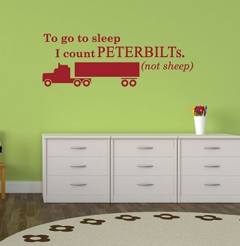 Count Peterbilts, Not Sheep Boys Wall Sticker Decals Truck Art Kids Bedroom Quotes
