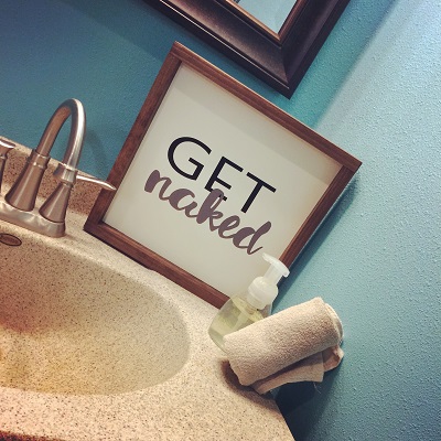 Get Naked Bathroom Vinyl Lettering Stickers Wall Decals Quotes for Bath Laundry Décor