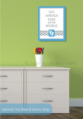 Canvas Wall Print for Nursery Decor Take on the World, 4 Color Schemes Available