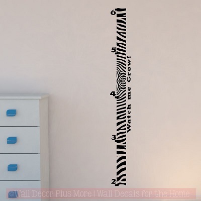 Zebra Print Height Chart for Girls Wall Decal Sticker DIY Ruler